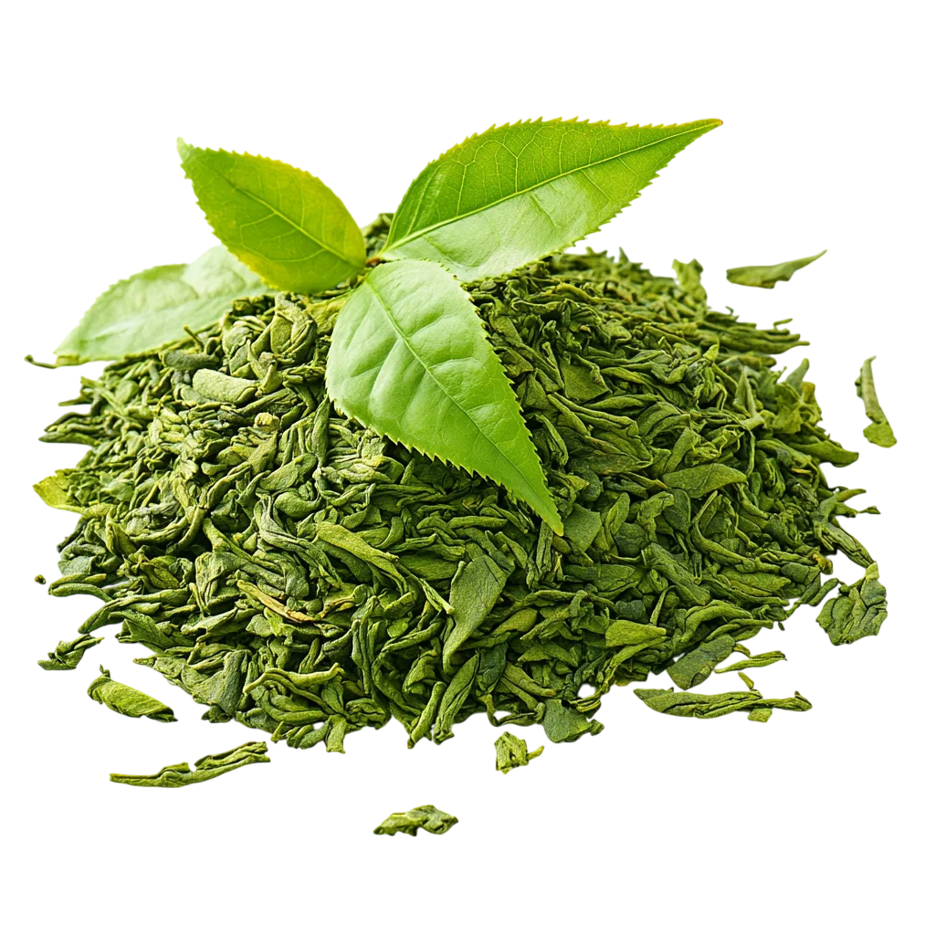 Loose Green Tea Leaves with Fresh Leaves | Free PNG