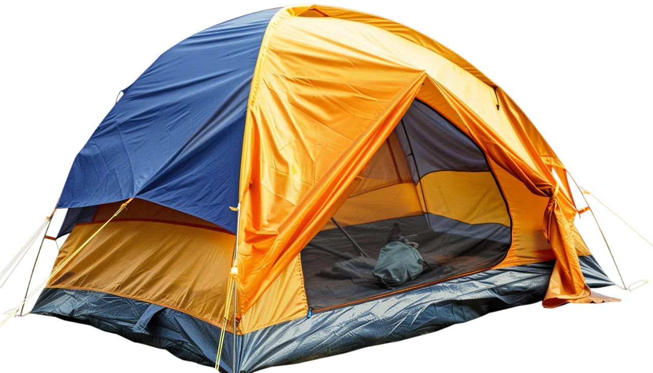 Orange and Blue Camping Tent Free PNG