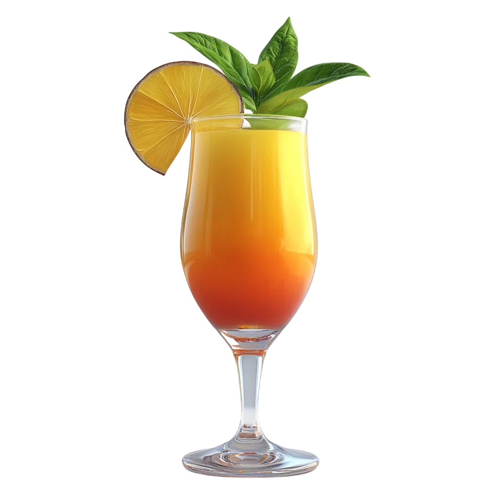 Tall Glass Of Layered Orange Cocktail PNG