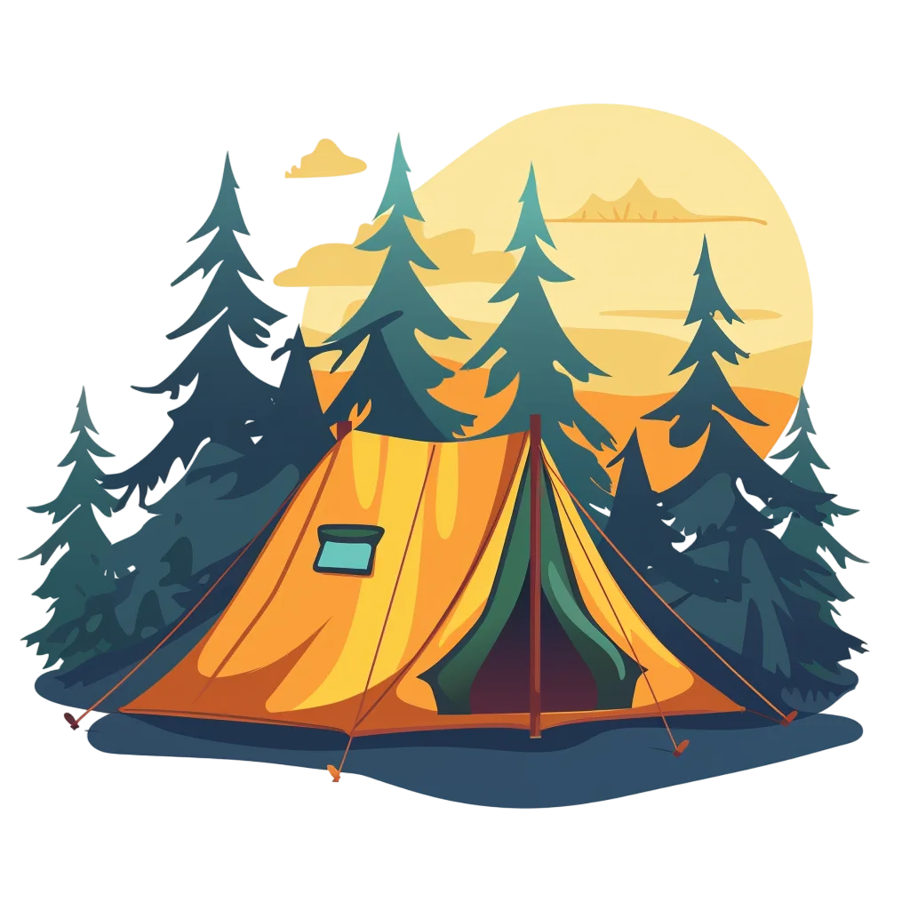 Camping Tent in Forest Landscape Free PNG Image