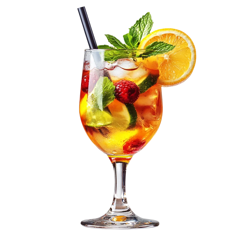 Tall Glass Of Refreshing Fruit Punch Drink PNG