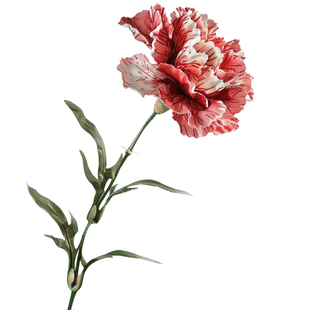 Pink Carnation Flower with Stem Free PNG Image