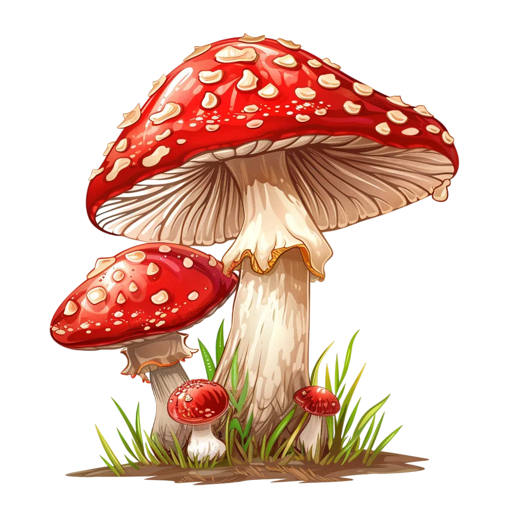 Red Mushroom with White Spots Nature Free PNG Image