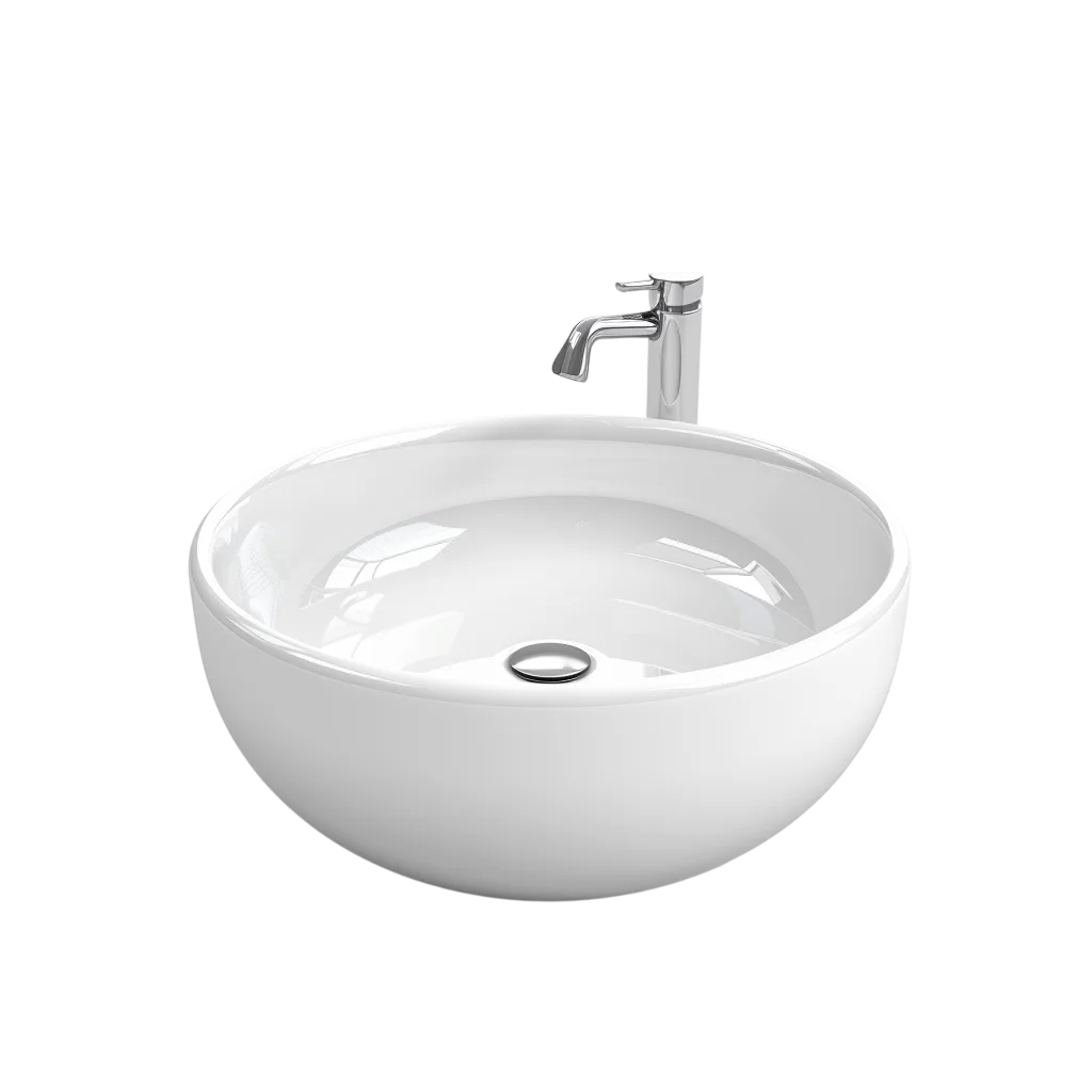 Modern White Round Countertop Basin Sink Free PNG Image
