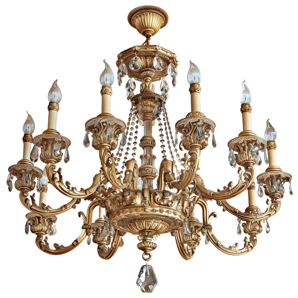 Classic Gold Chandelier Lighting Fixture Free PNG Image