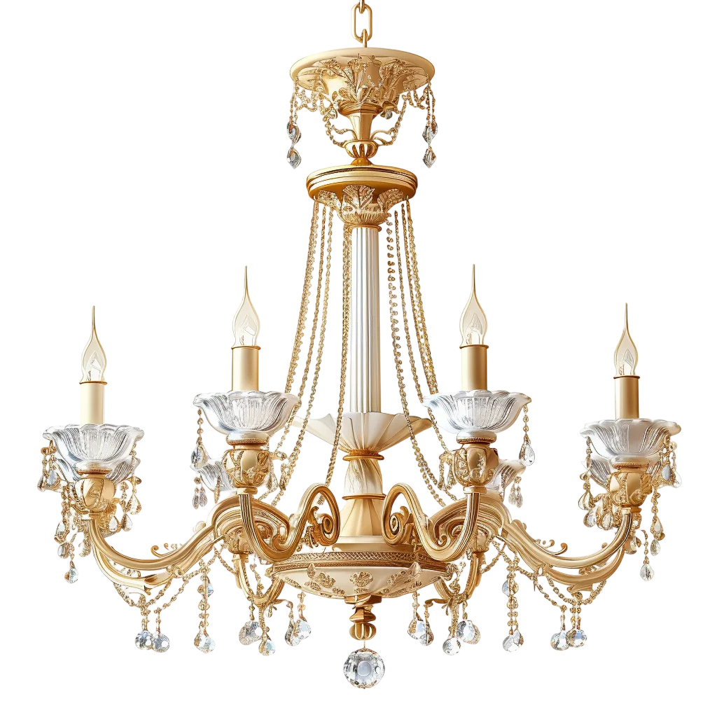 Luxury Golden Crystal Chandelier Free PNG Image