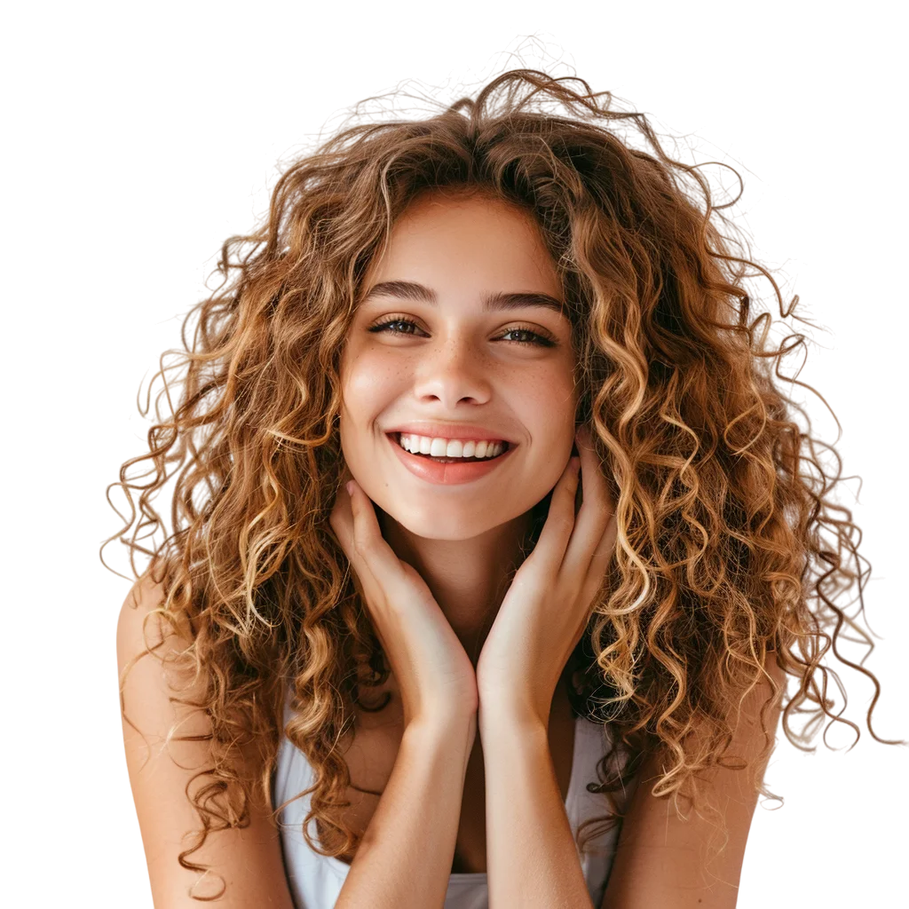 Curly Hair Woman Portrait Free PNG Image