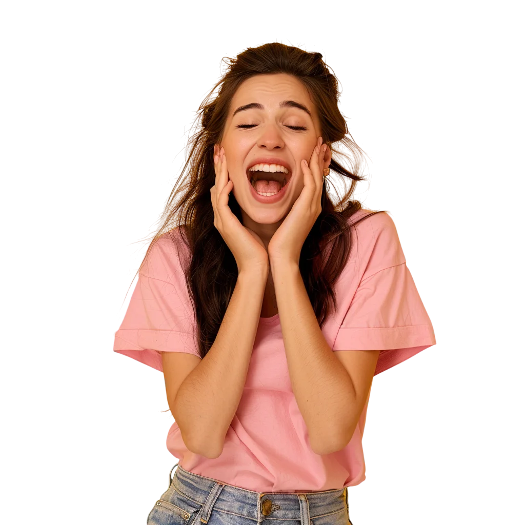 Excited Young Woman Surprised Free PNG Image