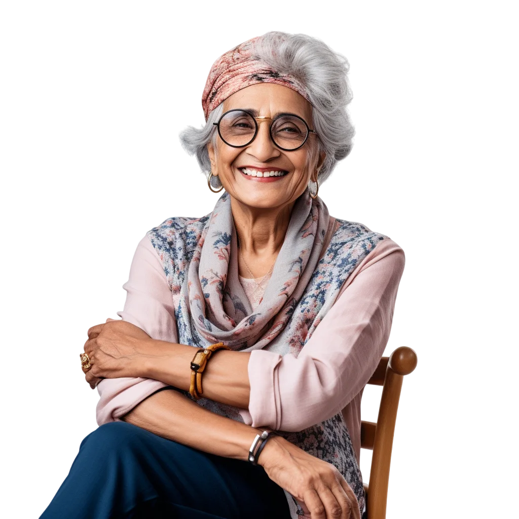 Senior Indian Woman Smiling Portrait Free PNG Image