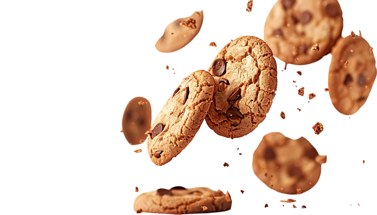 Flying Chocolate Cookies and Cracker Pieces Free PNG Image