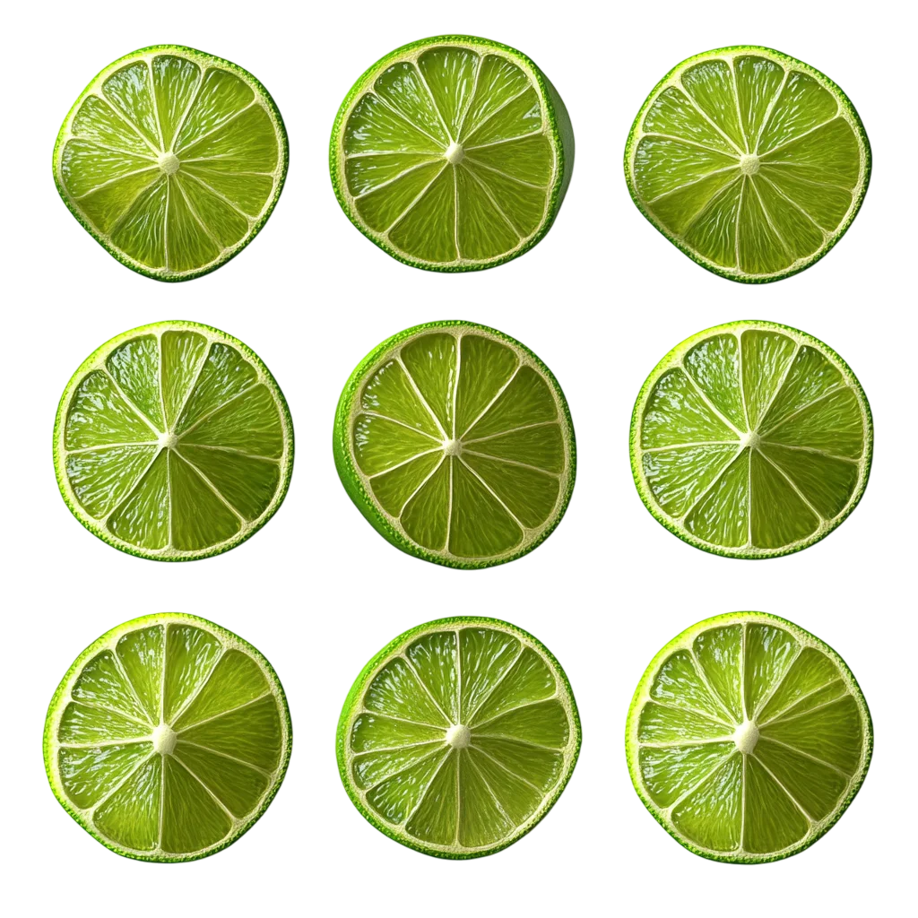 Fresh Lime Slices Pattern Layout PNG