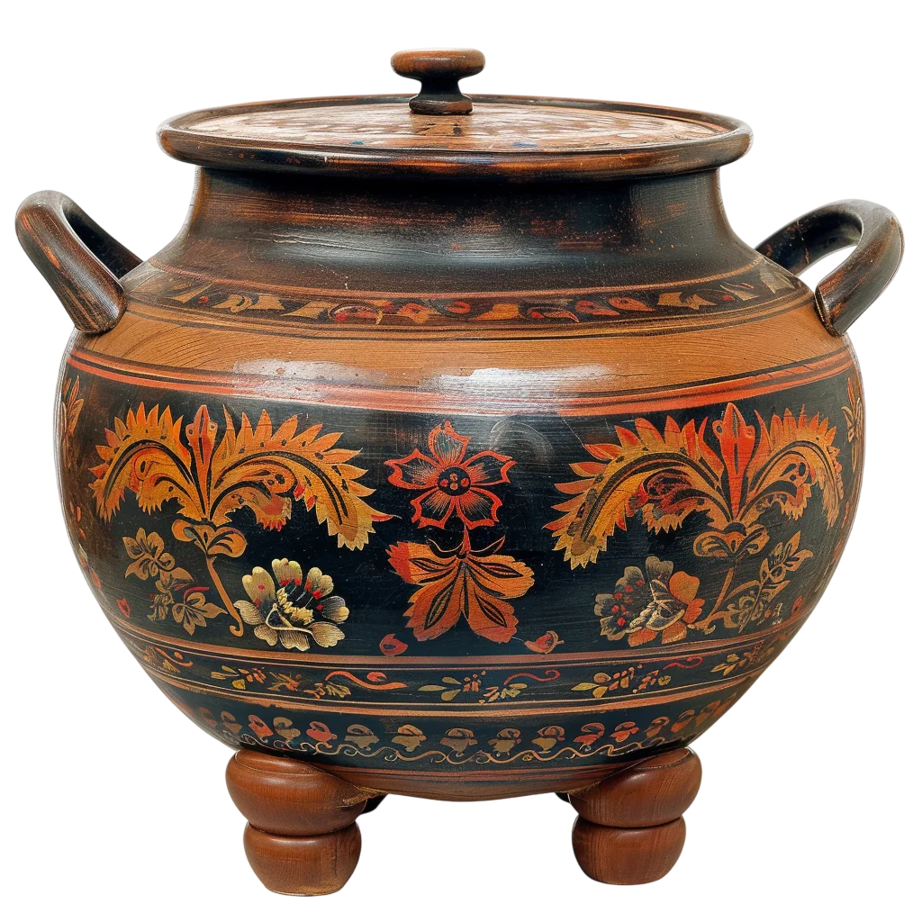 Traditional Ceramic Urn Pot with Lid Free PNG Image