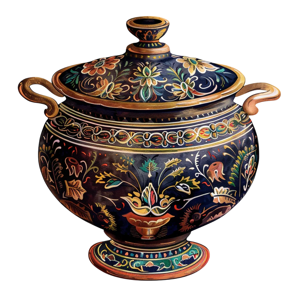 Ornate Decorative Ceramic Urn Free PNG Image