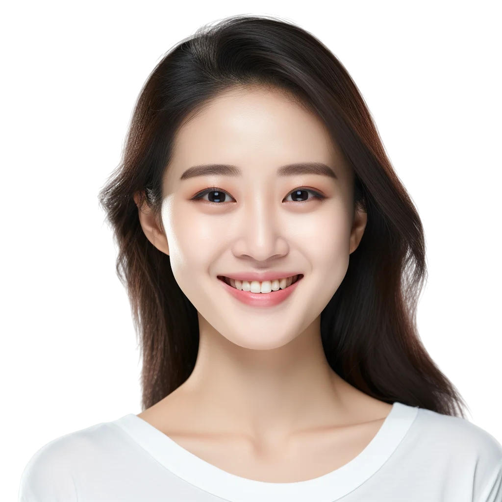 Asian Woman in White Top Free PNG Image