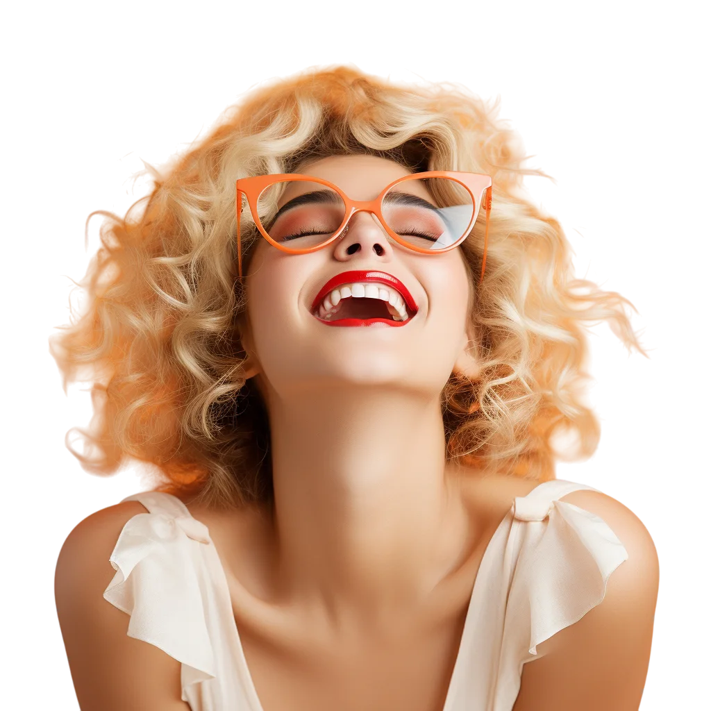 Blonde Curly Hair Woman Happy Free PNG Image