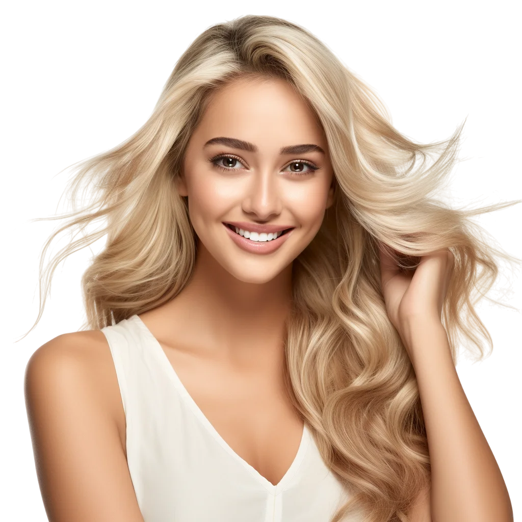 Blonde Woman Wavy Hair Free PNG Image