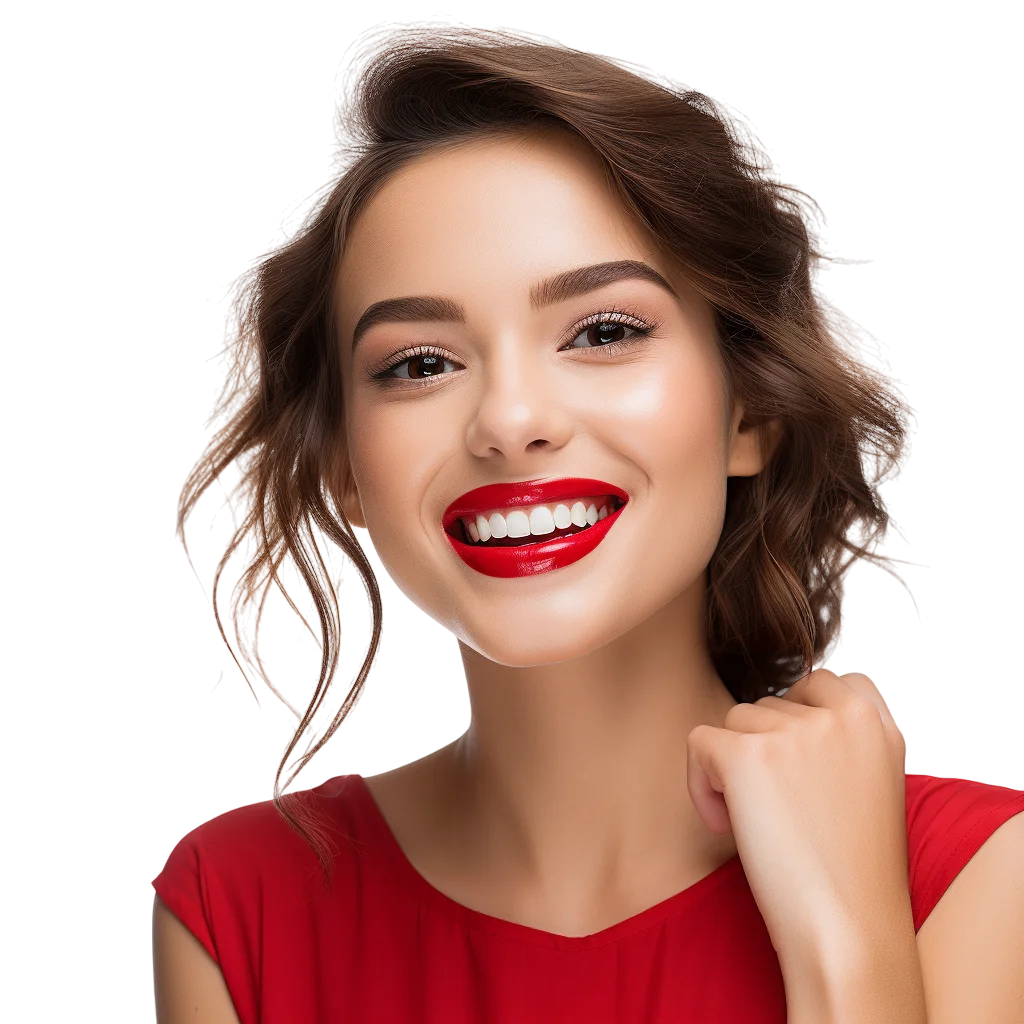 Brunette Woman Red Top Free PNG Image