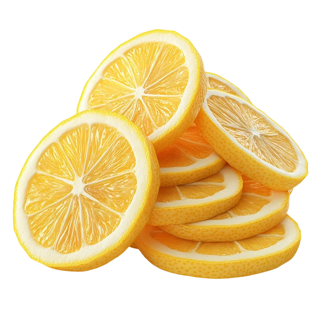 Fresh Sliced Lemon Wheel Stacked Pile PNG