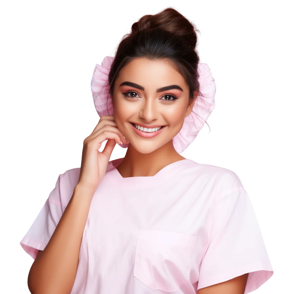 Smiling Woman in Pink Top Free PNG