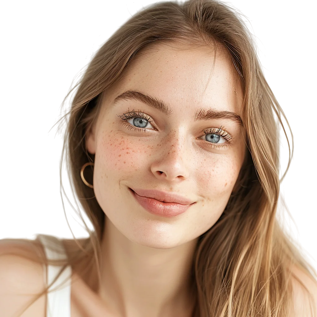 Smiling Blonde Woman Face Portrait Free PNG