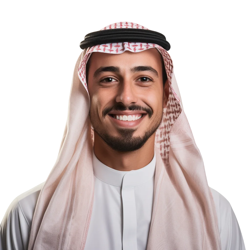 Smiling Arab Man in Traditional Kandura Free PNG