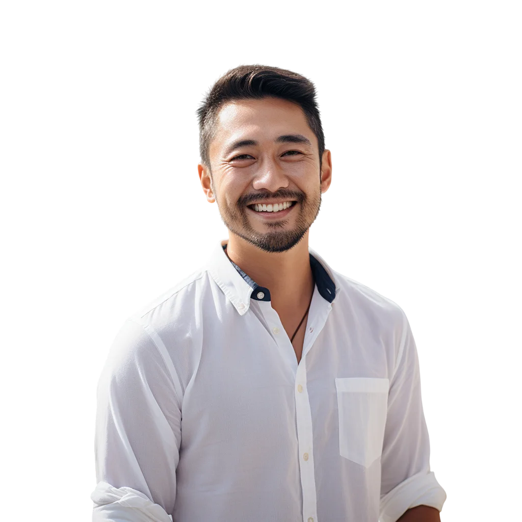 Smiling Man in White Shirt Free PNG Image