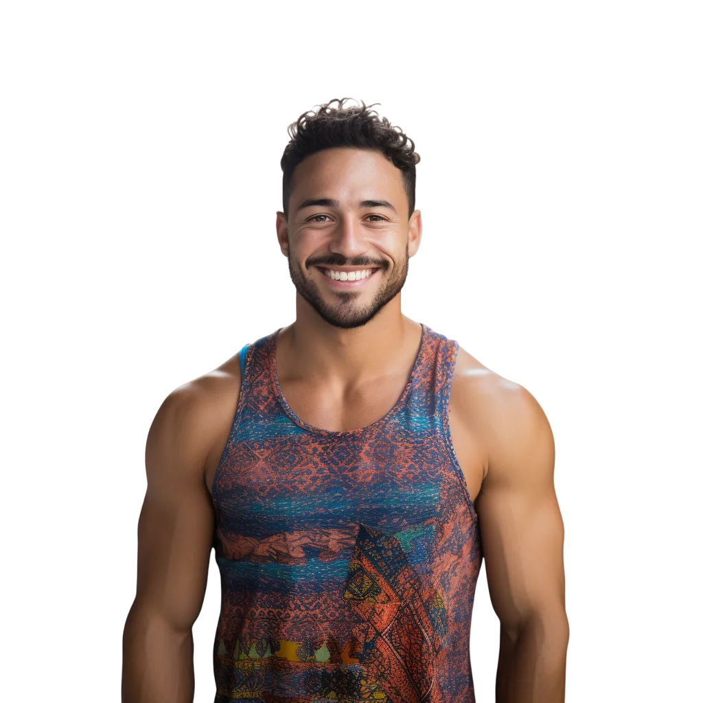 Smiling Man in Tank Top Free PNG Image
