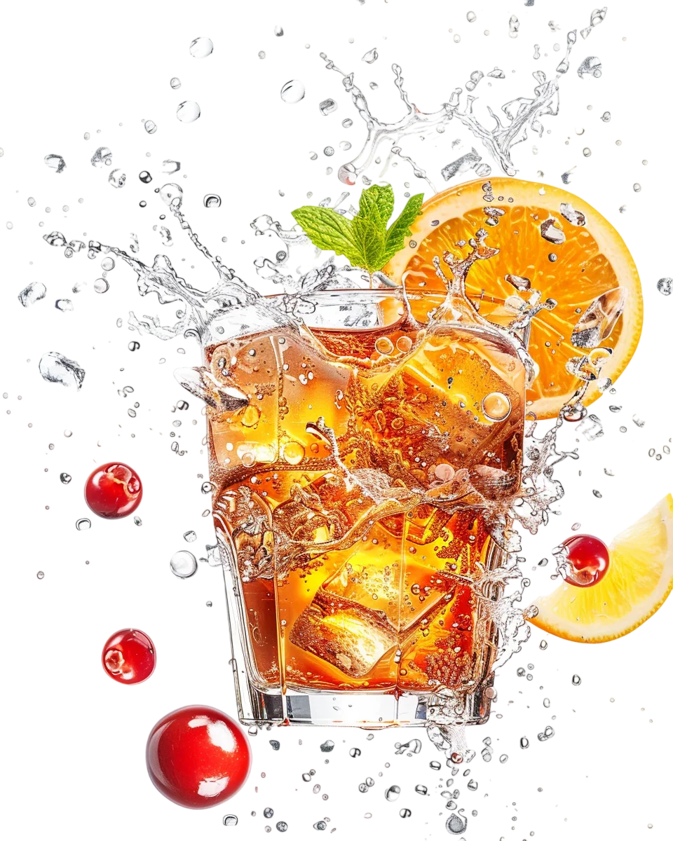 Refreshing Iced Fruit Tea Splash Free PNG