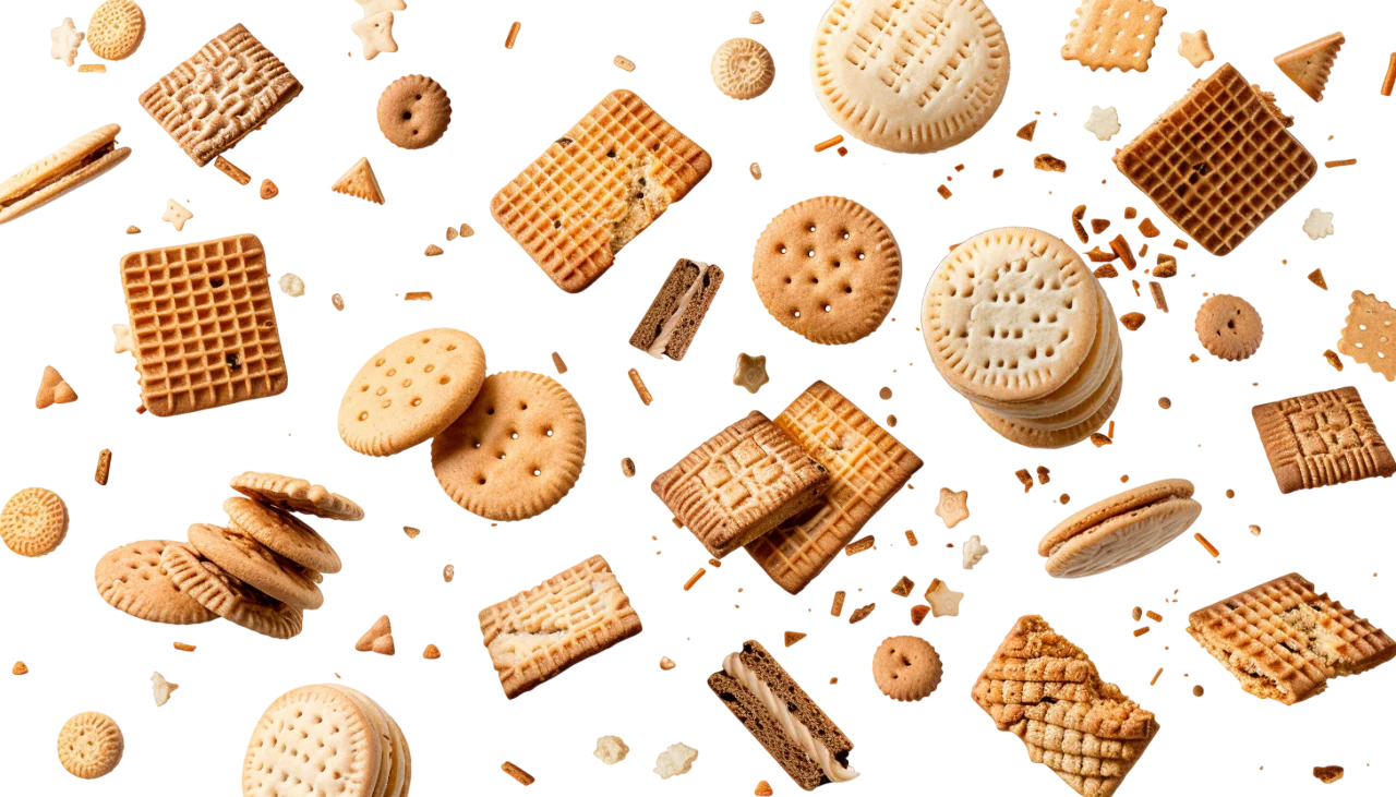 Assorted Sweet Biscuits and Crackers Free PNG