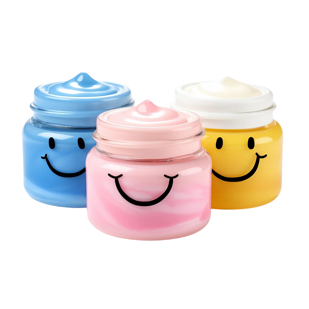 Colorful Smiley Face Cosmetic Jars Free PNG