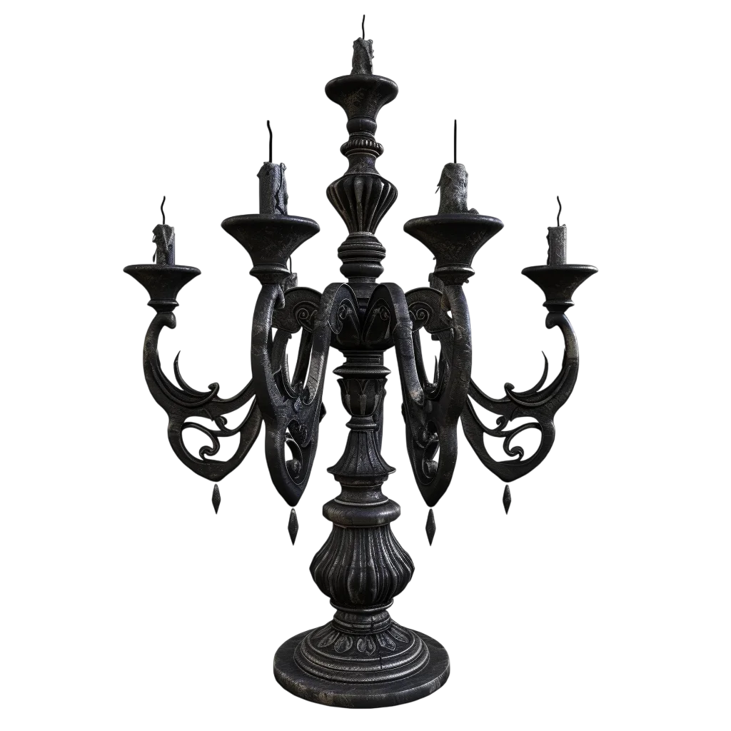 Black Ornate Candelabra Lamp Free PNG