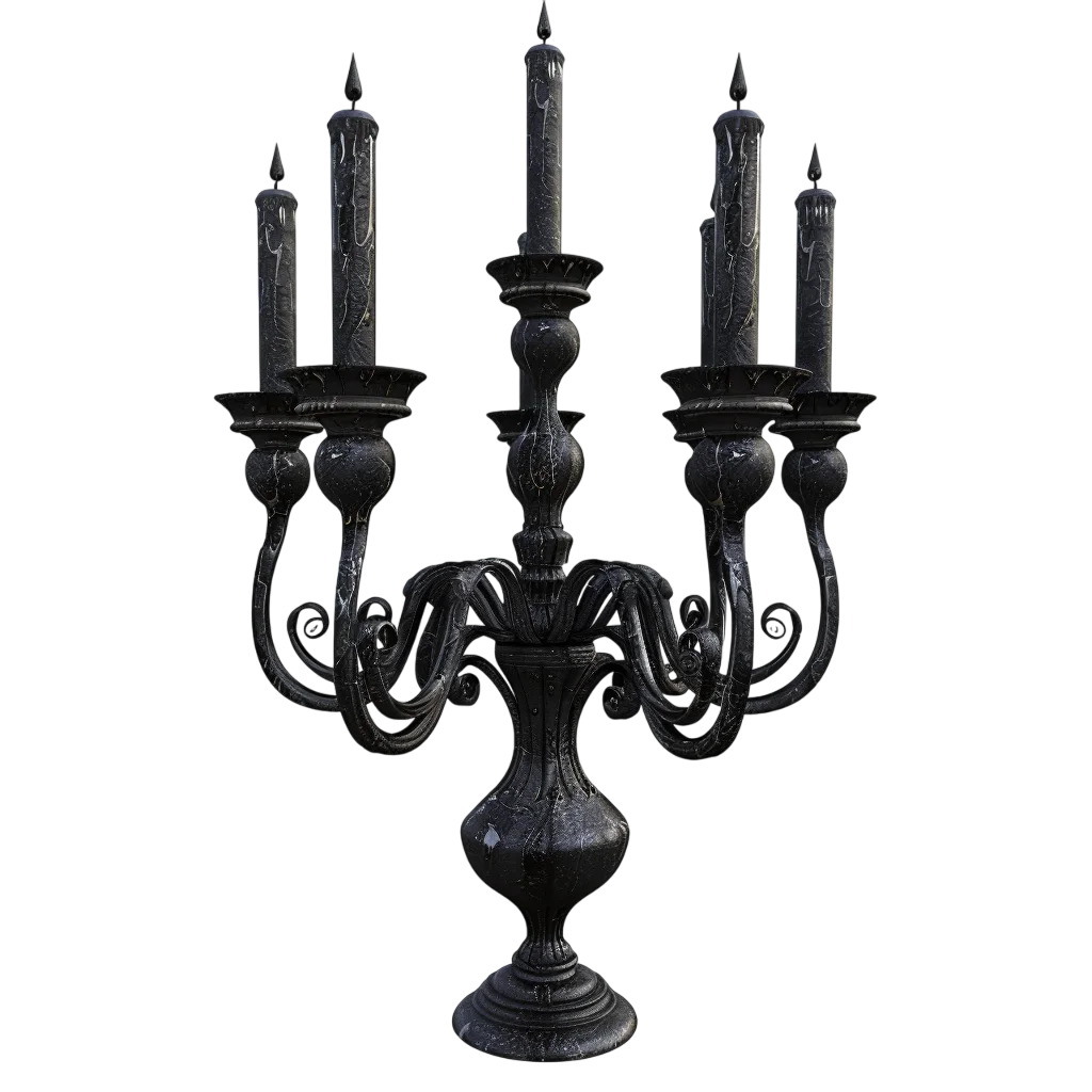 Black Ornate Candelabra Stand Free PNG