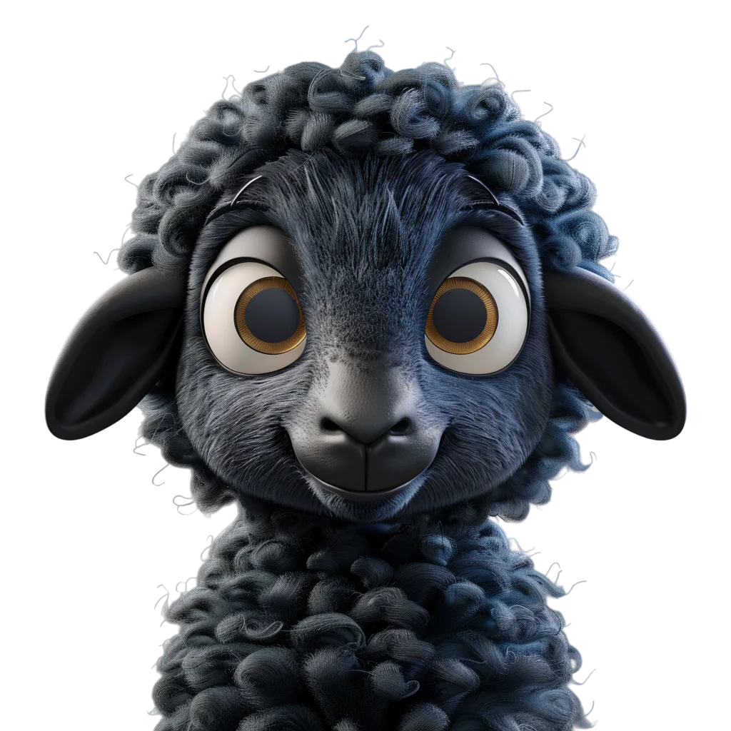 Cute Black Sheep Standing Free PNG Image