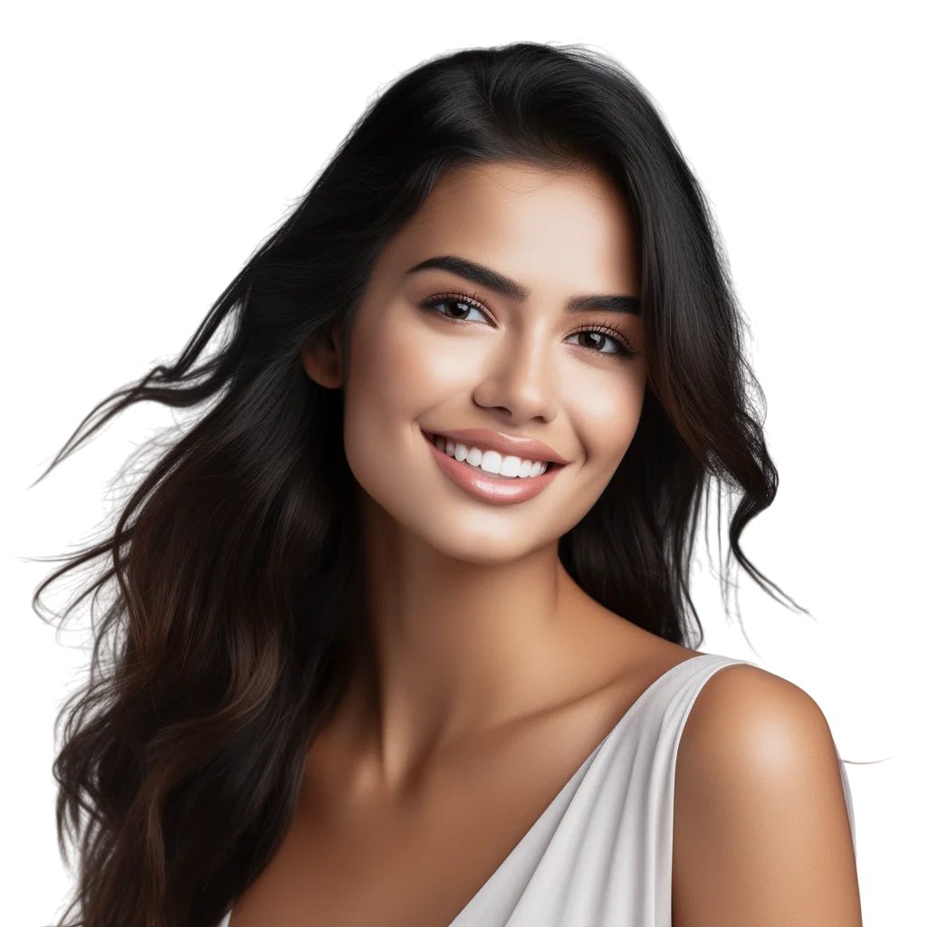 Smiling Brunette Woman Long Hair Free PNG