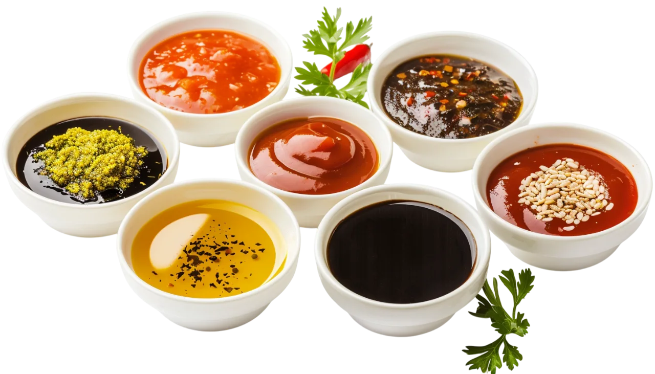 Assorted Sauces and Gravies Bowls Free PNG