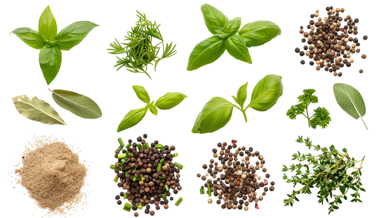 Fresh Herbs and Spices Flatlay Free PNG