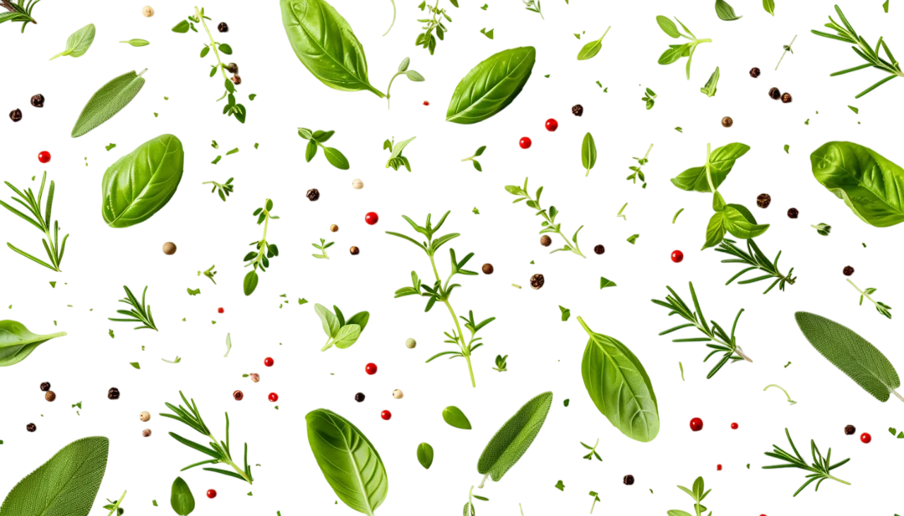 Herbs and Leaves Pattern Background Free PNG