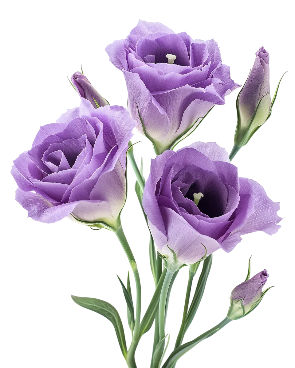 Purple Eustoma Flowers Bouquet Free PNG Image