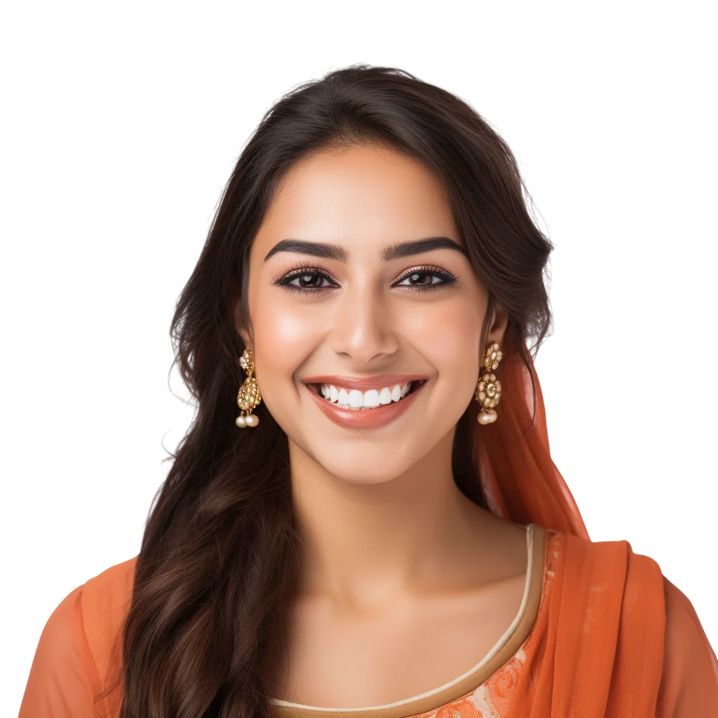 Smiling Indian Woman in Ethnic Wear Free PNG