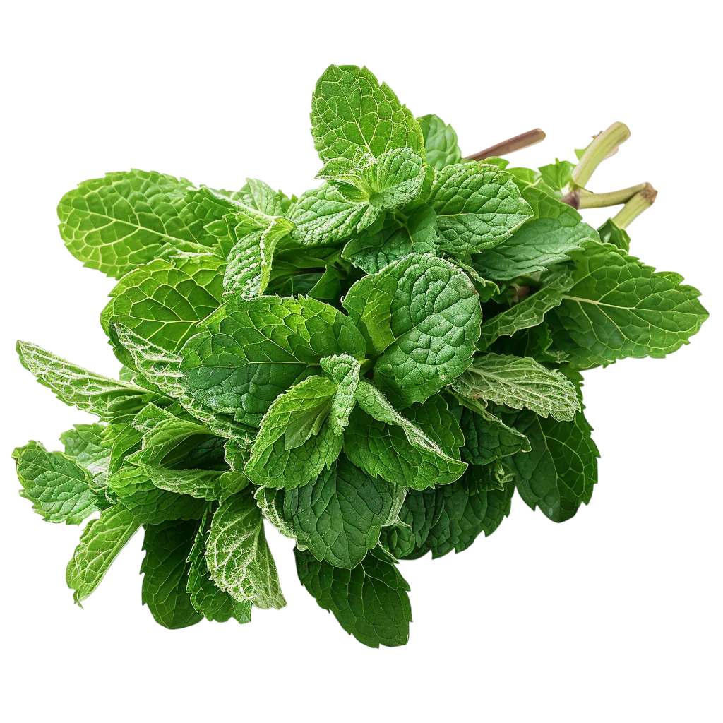 Fresh Green Mint Herb Sprig Bunch PNG