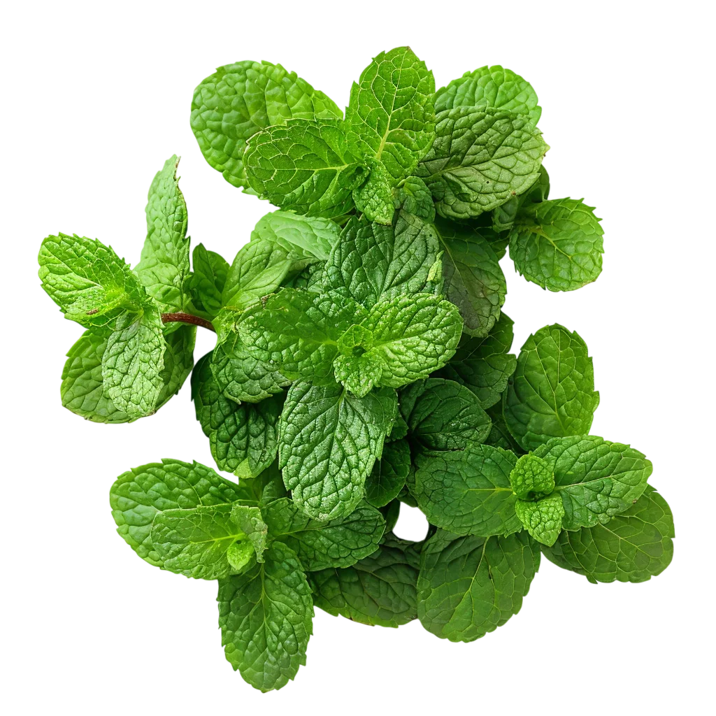 Fresh Green Mint Leaves Clump Isolated PNG