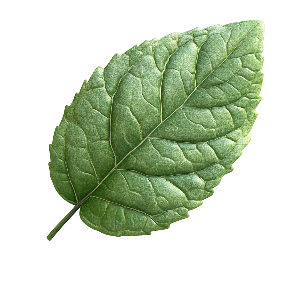 Fresh Green Mint Leaf Single Isolated PNG