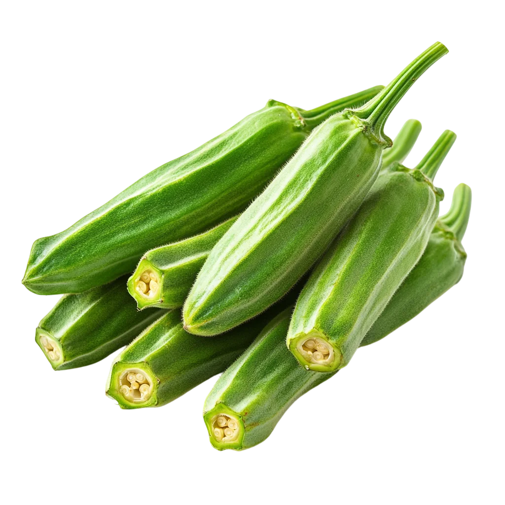 Fresh Green Okra Vegetables Bunch PNG