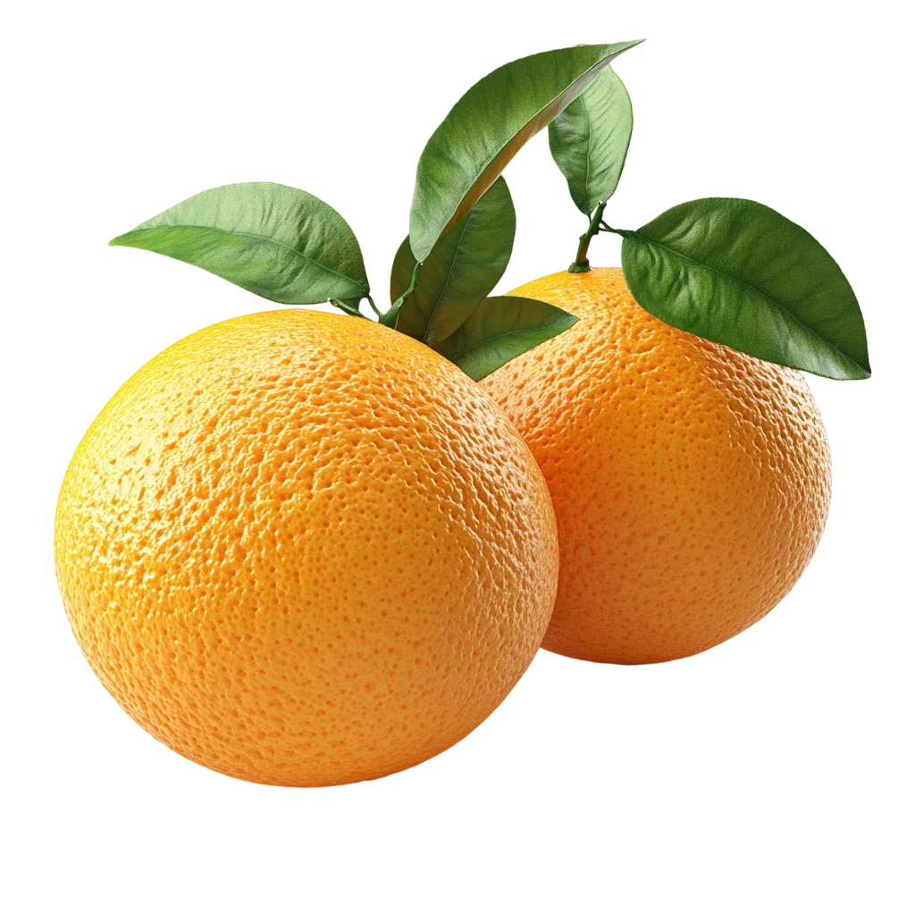 Fresh Whole Orange Fruits With Leaves PNG