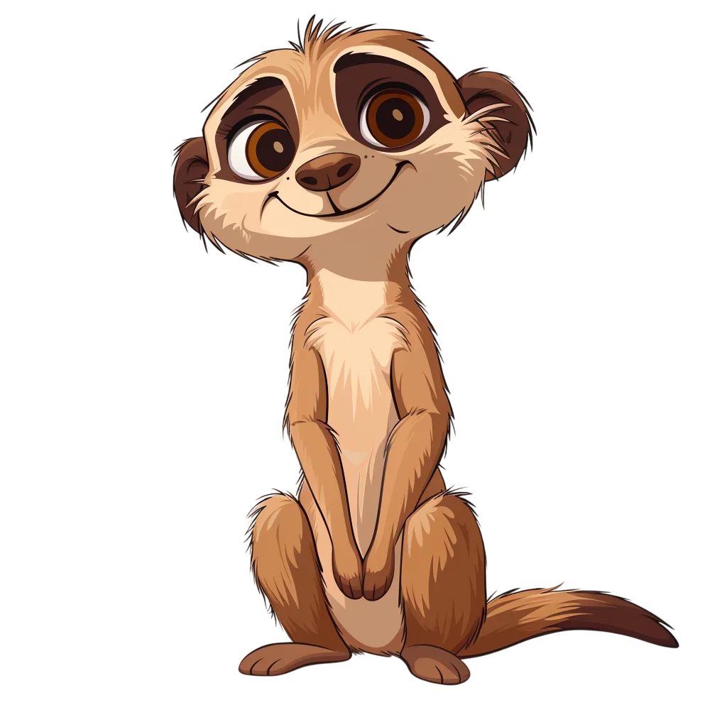 Cute Cartoon Meerkat Sitting Free PNG Image