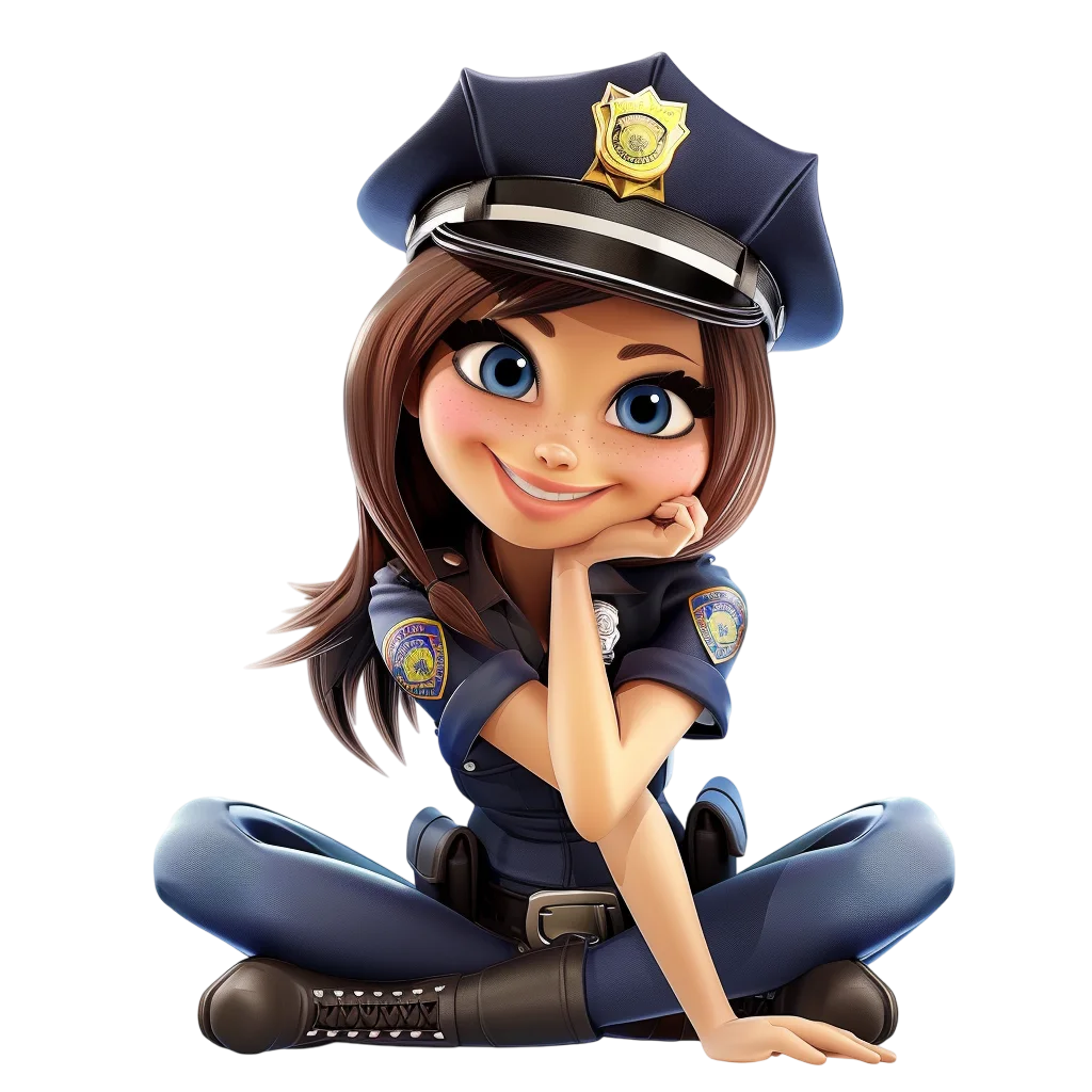 Female Police Officer Cartoon Character Free PNG