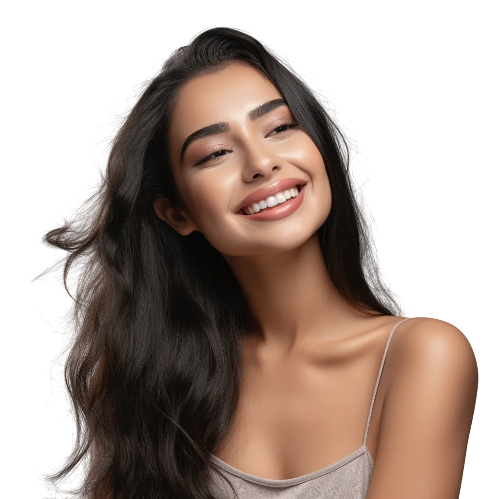 Brunette Woman with Long Hair Free PNG Portrait