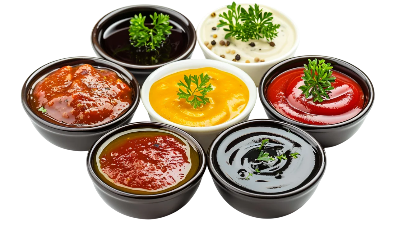 Assorted Gravies and Sauces Free PNG Bowls