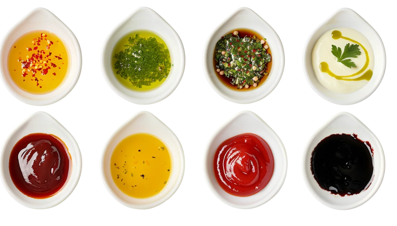 Assorted Sauces and Dips Bowls Free PNG