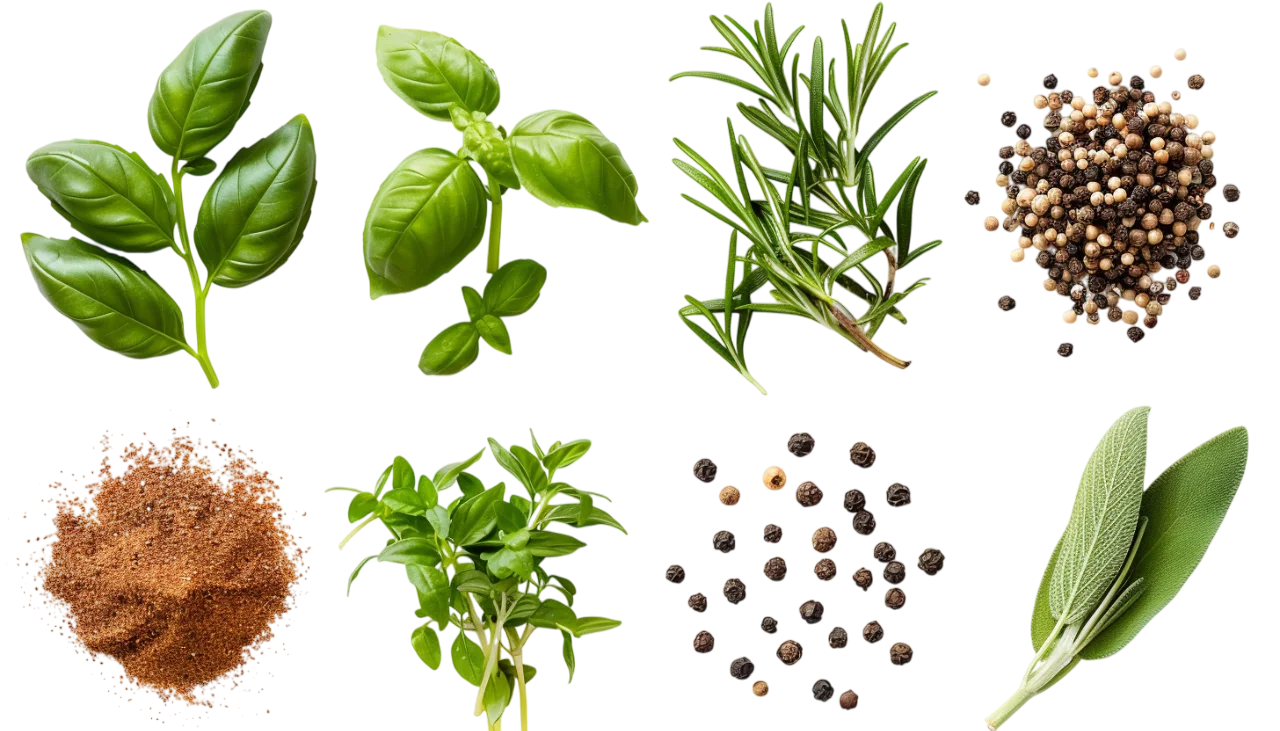 Fresh Herbs and Spices Flatlay Free PNG